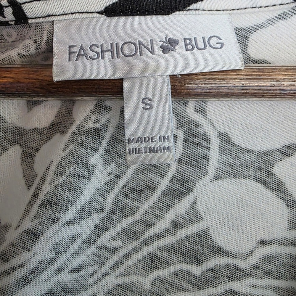 Fashion Bug VTG Y2K Black White Floral Paisley Smocked Empire Ruffle Midi Dress - Picture 8 of 8